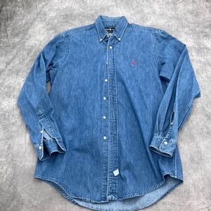 Vintage Polo by Ralph Lauren Blue Button Down Denim Shirt Made In USA